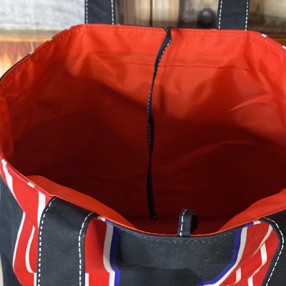 Striped Lined Canvas Striped Tote Bag NWOT O - Picture 4 of 7